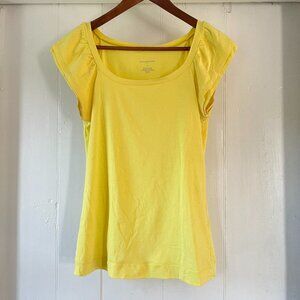 Banana Republic Women’s Yellow TShirt Small Cap Sleeve Ruffle Stretch Fitted